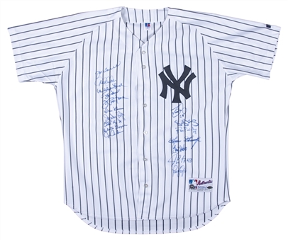 New York Yankees Hall of Famers & Greats Multi-Signed 1998 Yankees No. 28 Home Jersey With 17 Signatures Including Derek Jeter, Yogi Berra & Whitey Ford (MLB Authenticated & Steiner)